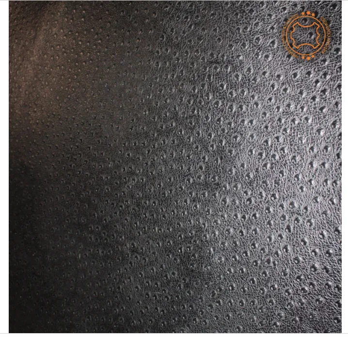 Ostrich Embossed Leather Black: Leather 3 .5- 4.0 oz. | 1.4 - 1.6 mm - Leather for Projects - Leathercraft