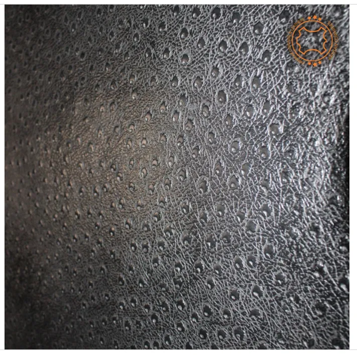 Ostrich Embossed Leather Black: Leather 3 .5- 4.0 oz. | 1.4 - 1.6 mm - Leather for Projects - Leathercraft
