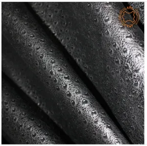 Ostrich Embossed Leather Black: Leather 3 .5- 4.0 oz. | 1.4 - 1.6 mm - Leather for Projects - Leathercraft