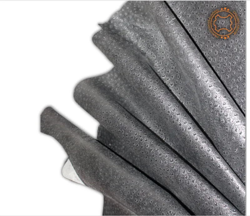 Ostrich Embossed Leather Black: Leather 3 .5- 4.0 oz. | 1.4 - 1.6 mm - Leather for Projects - Leathercraft