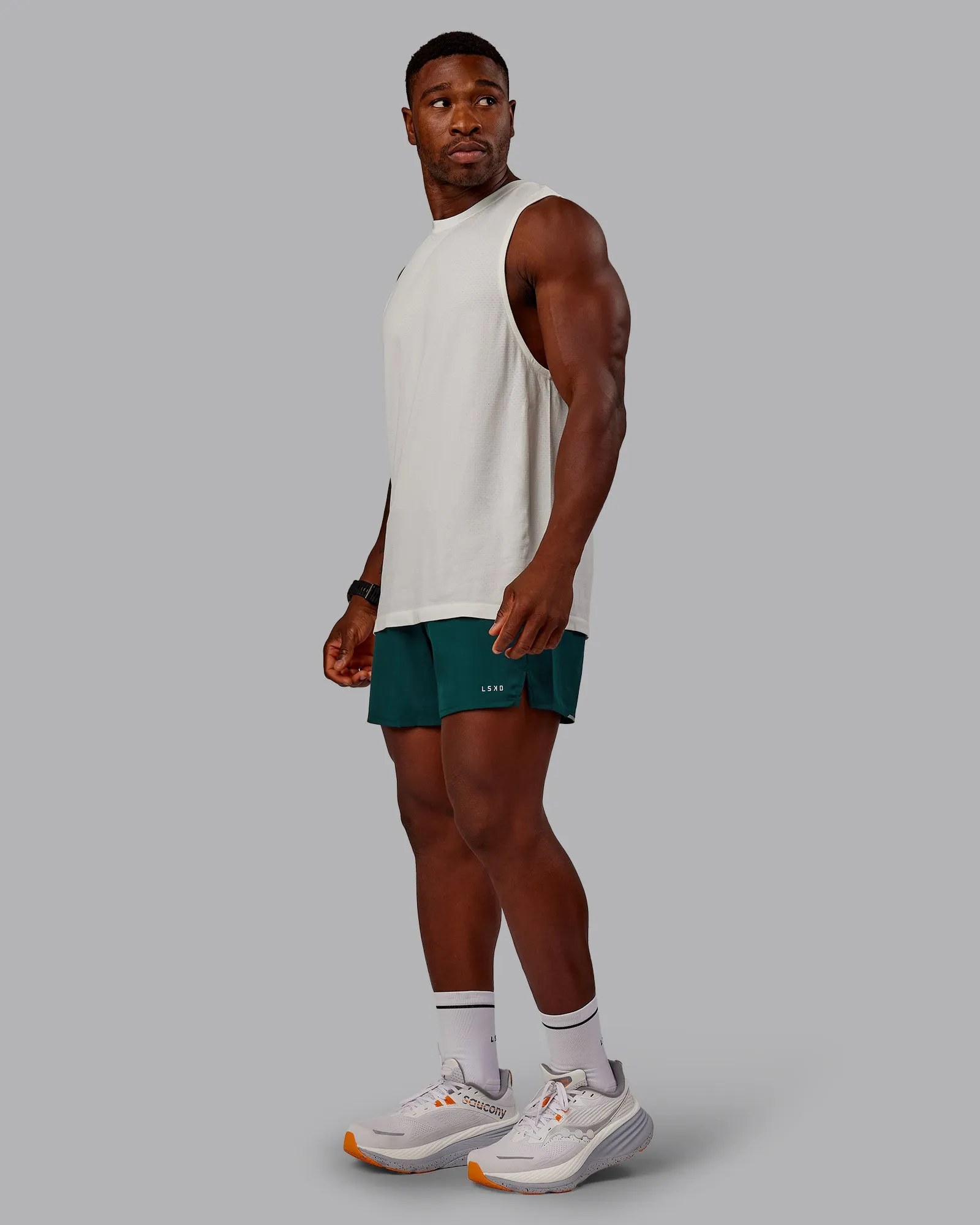 Pace Lined Performance Short  5" - Dark Moss