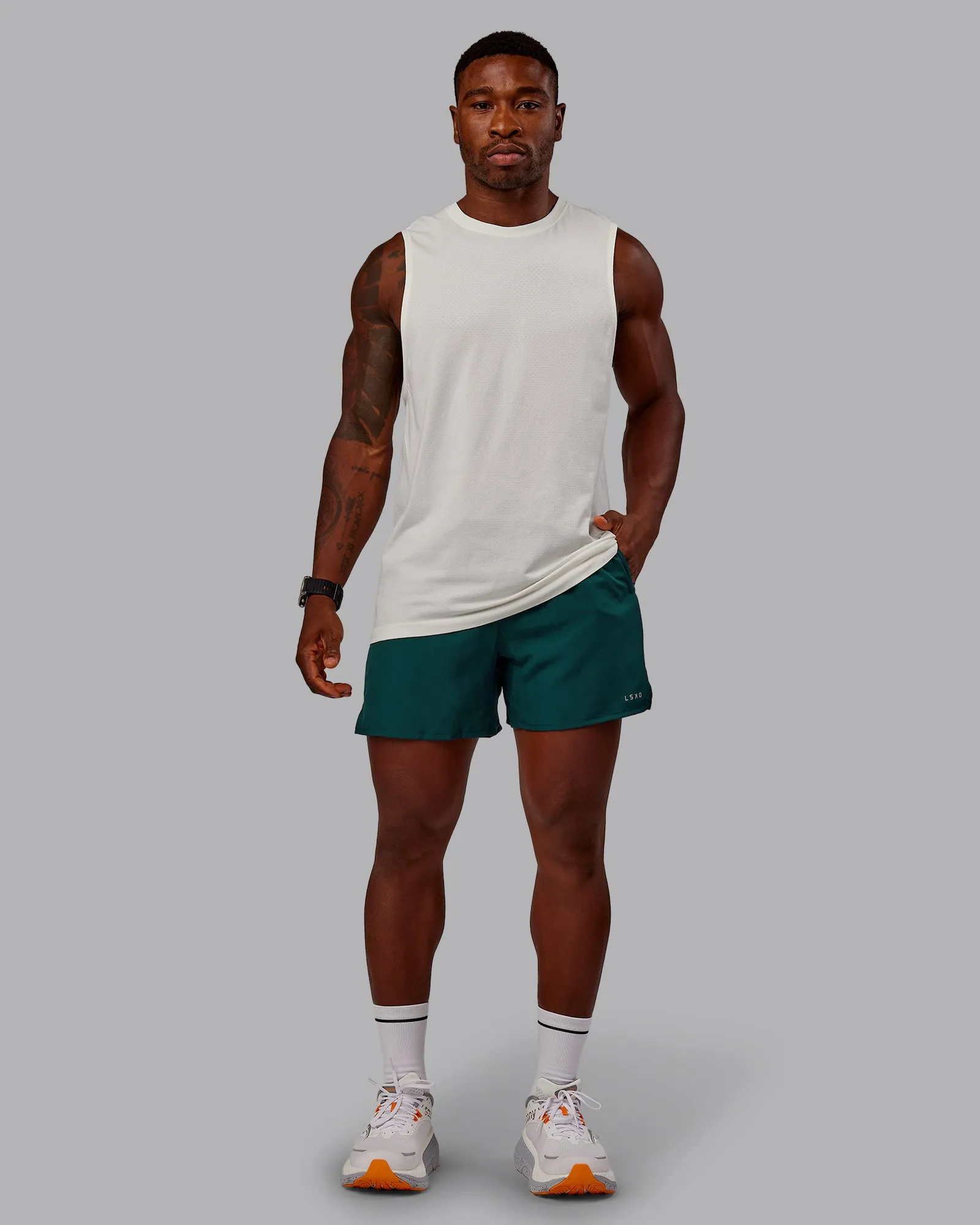 Pace Lined Performance Short  5" - Dark Moss