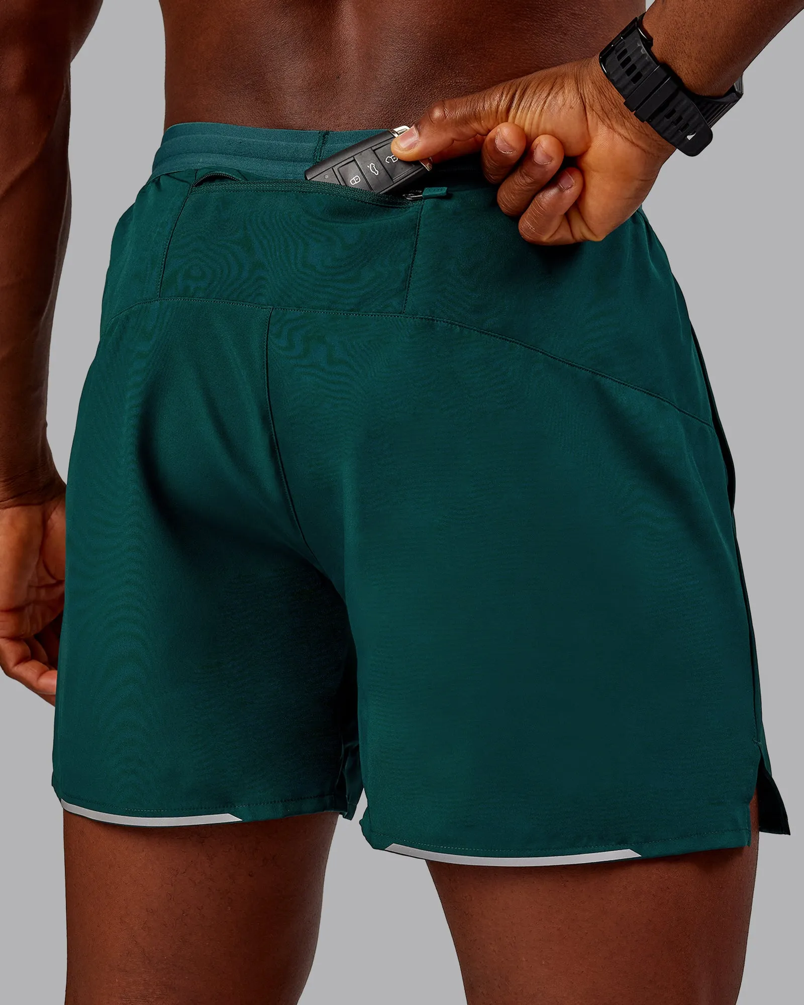 Pace Lined Performance Short  5" - Dark Moss
