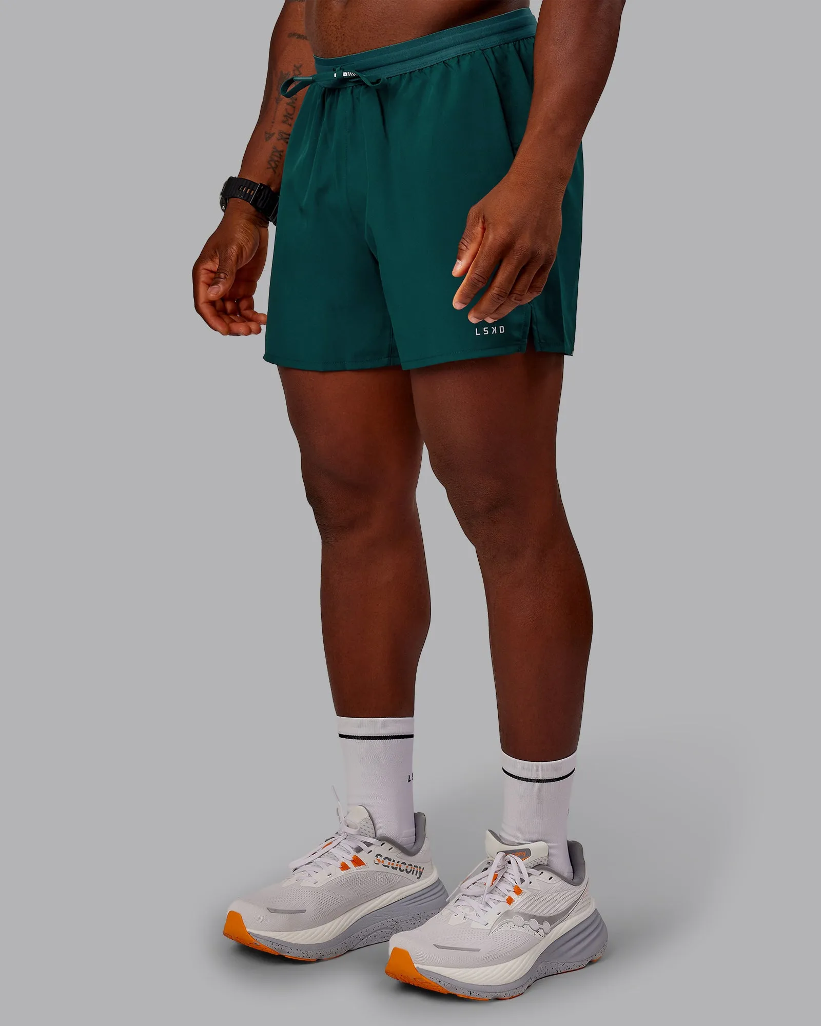 Pace Lined Performance Short  5" - Dark Moss