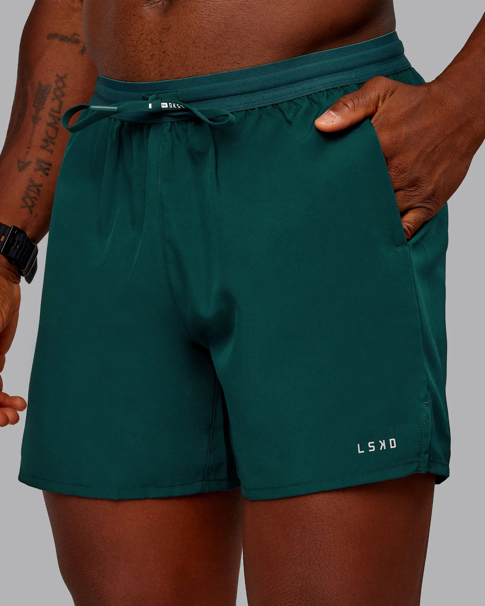 Pace Lined Performance Short  5" - Dark Moss