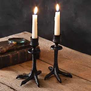 Pair of Rustic Crow's Feet Candle Holders