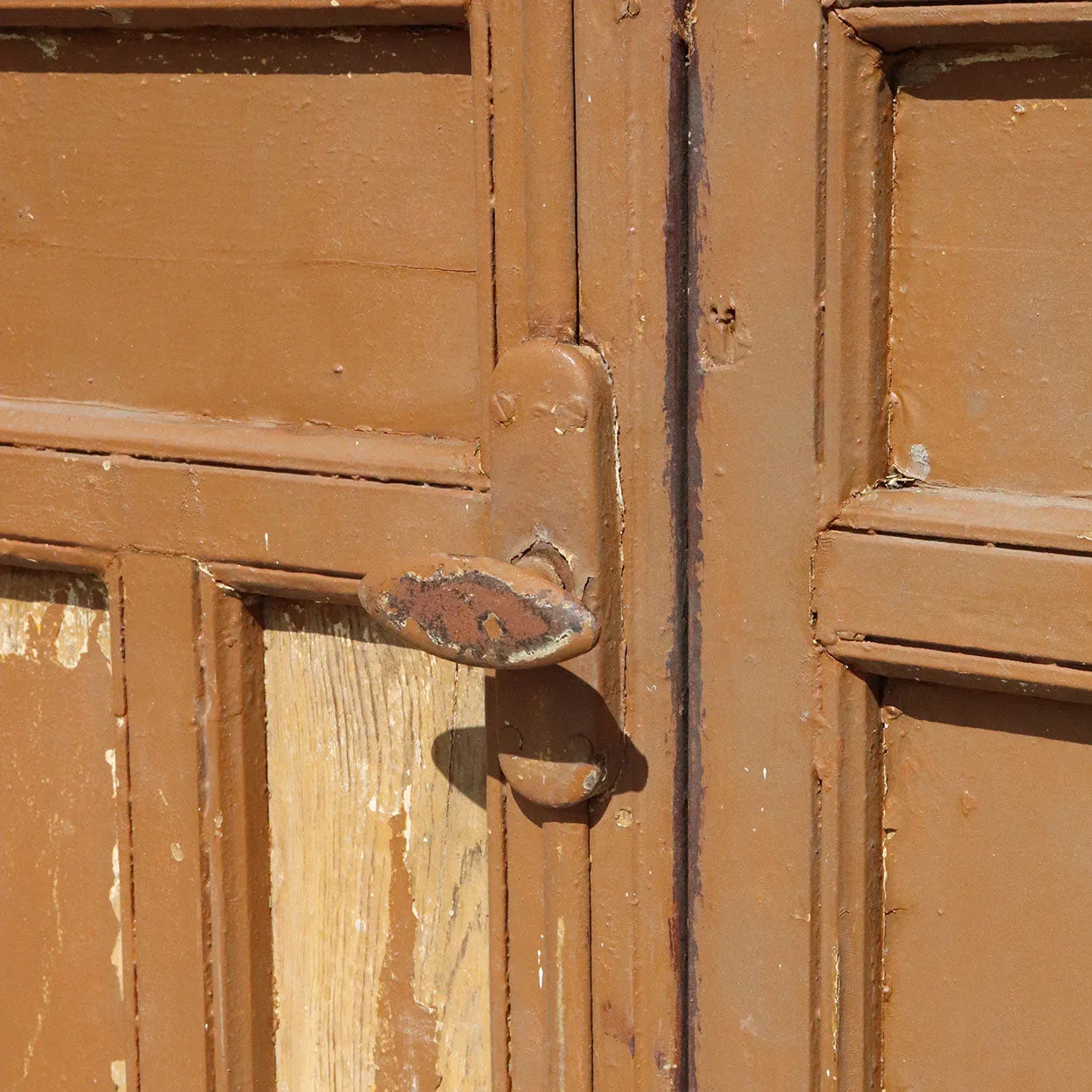 Pair of Spanish Baroque Style Painted Pine Paneled Window Shutters and Frame