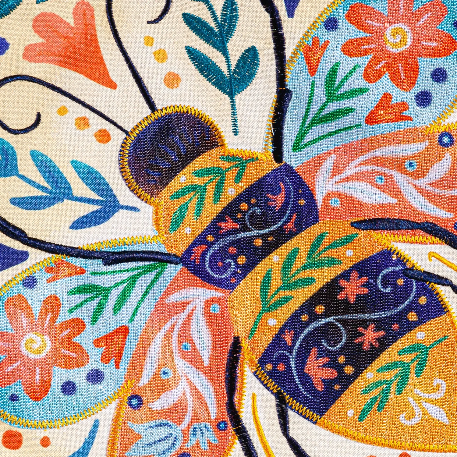 Patterned Bee Linen Garden Flag,14l11507