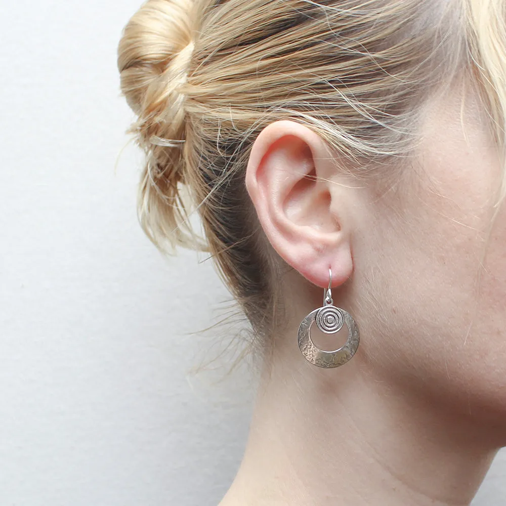 Patterned Disc and Cutout Disc Wire Earring