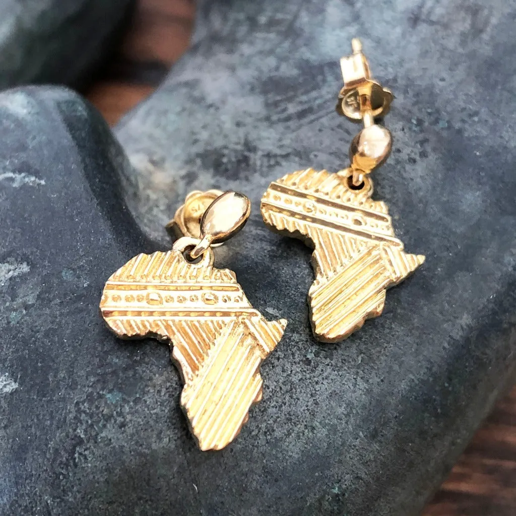 Patterned Solid Gold Africa Earrings