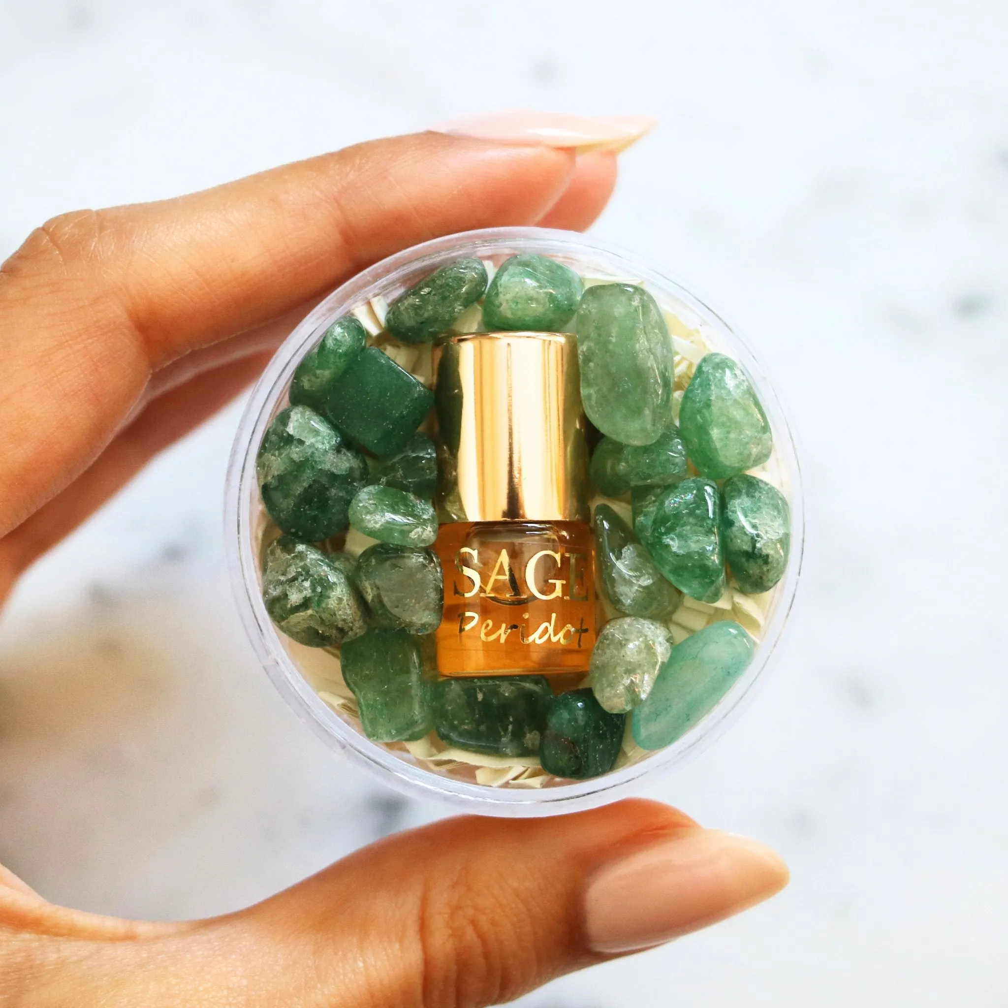 Peridot Perfume Oil Concentrate Mini Rollie with Gemstones by Sage