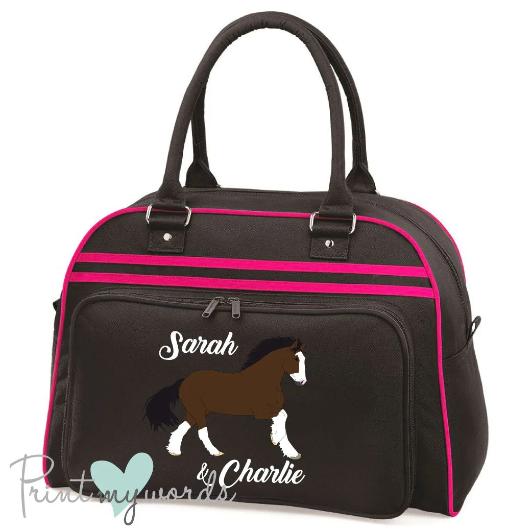 Personalised Equestrian Retro Bowling Bag - Heavy Horse Design