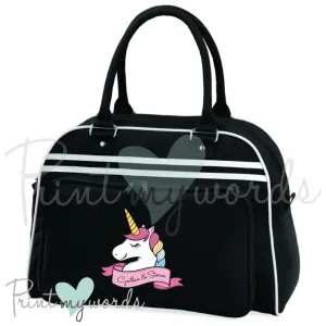 Personalised Equestrian Retro Bowling Bag - Unicorn Head Design