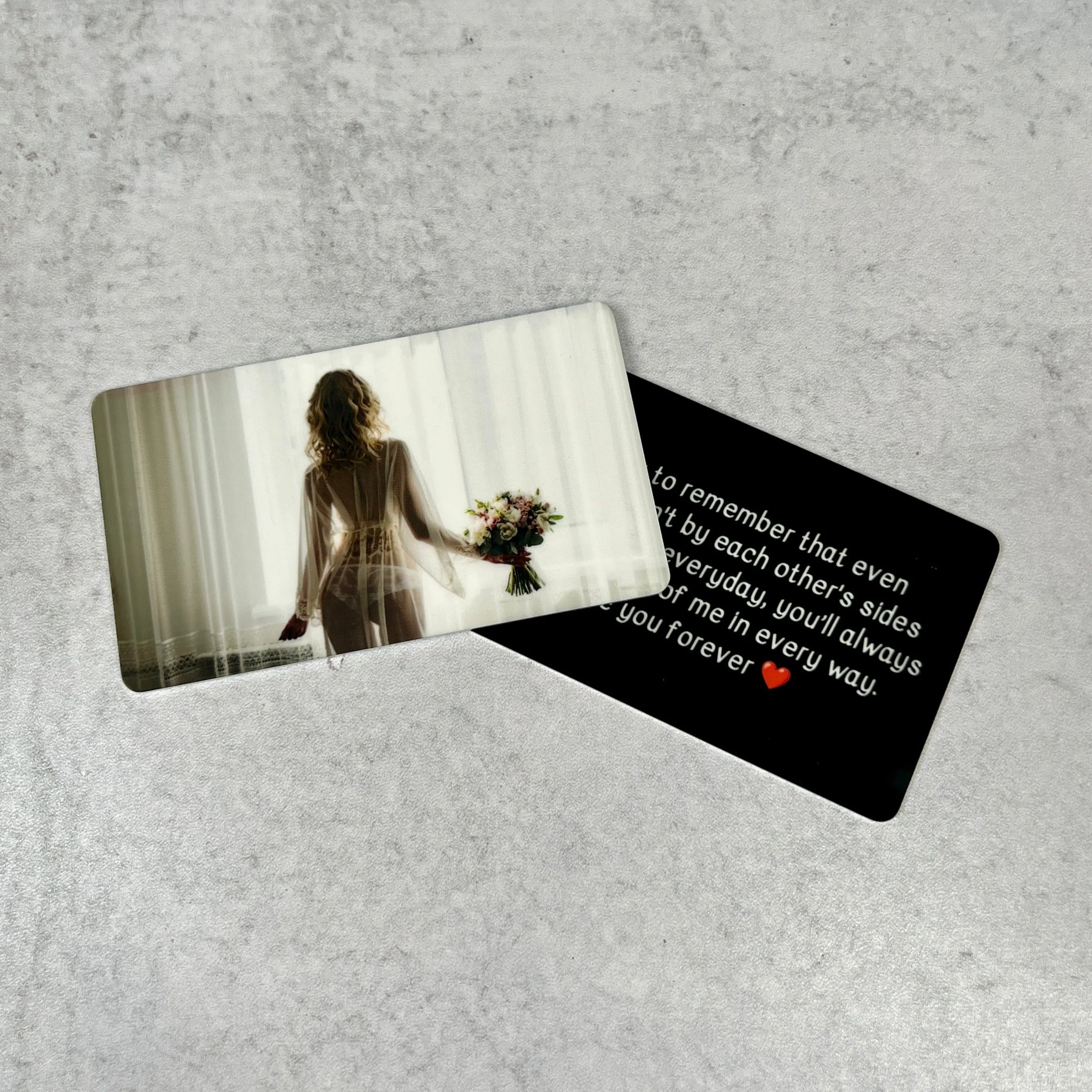 Personalized Boudoir Photo Wallet Card – Custom Color Photo with Optional Message