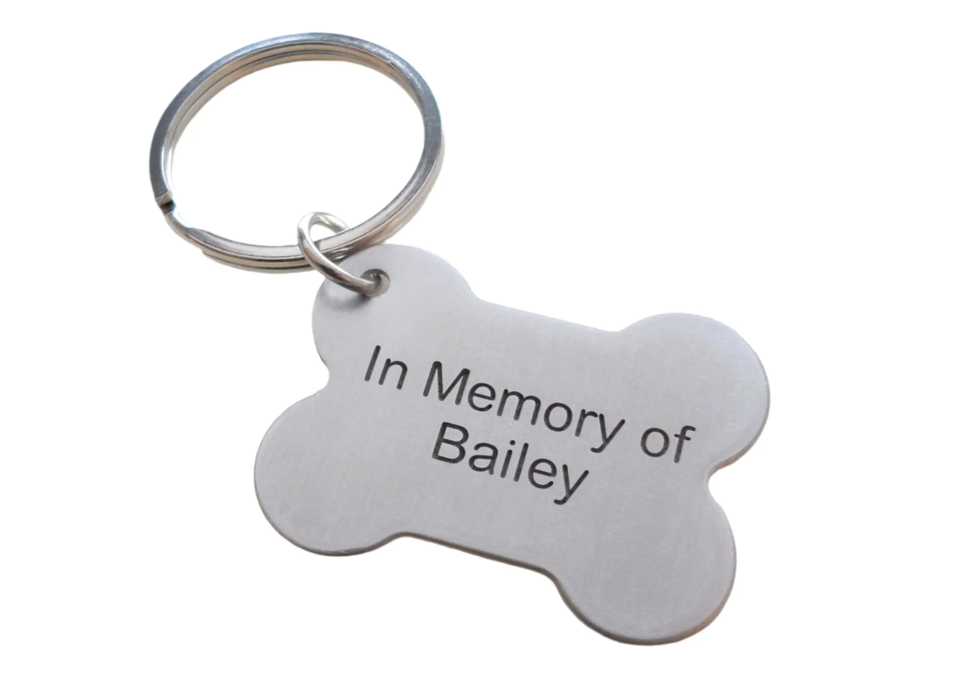 Personalized Pet Memorial Dog Bone Keychain Custom Engraved with "In Memory of" and Name, Dog Memorial Keychain | JE