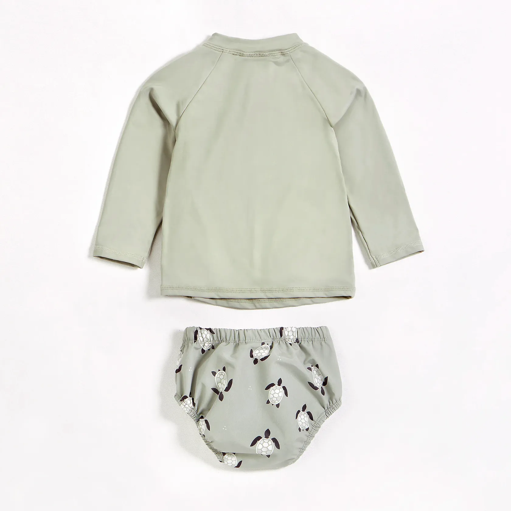 Petit Lem - Rashguard and Swim Diaper Set - Sage Turtle