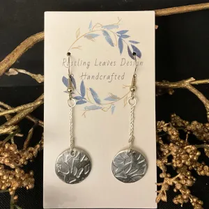 Petite Disc Earrings with Leaf Pattern