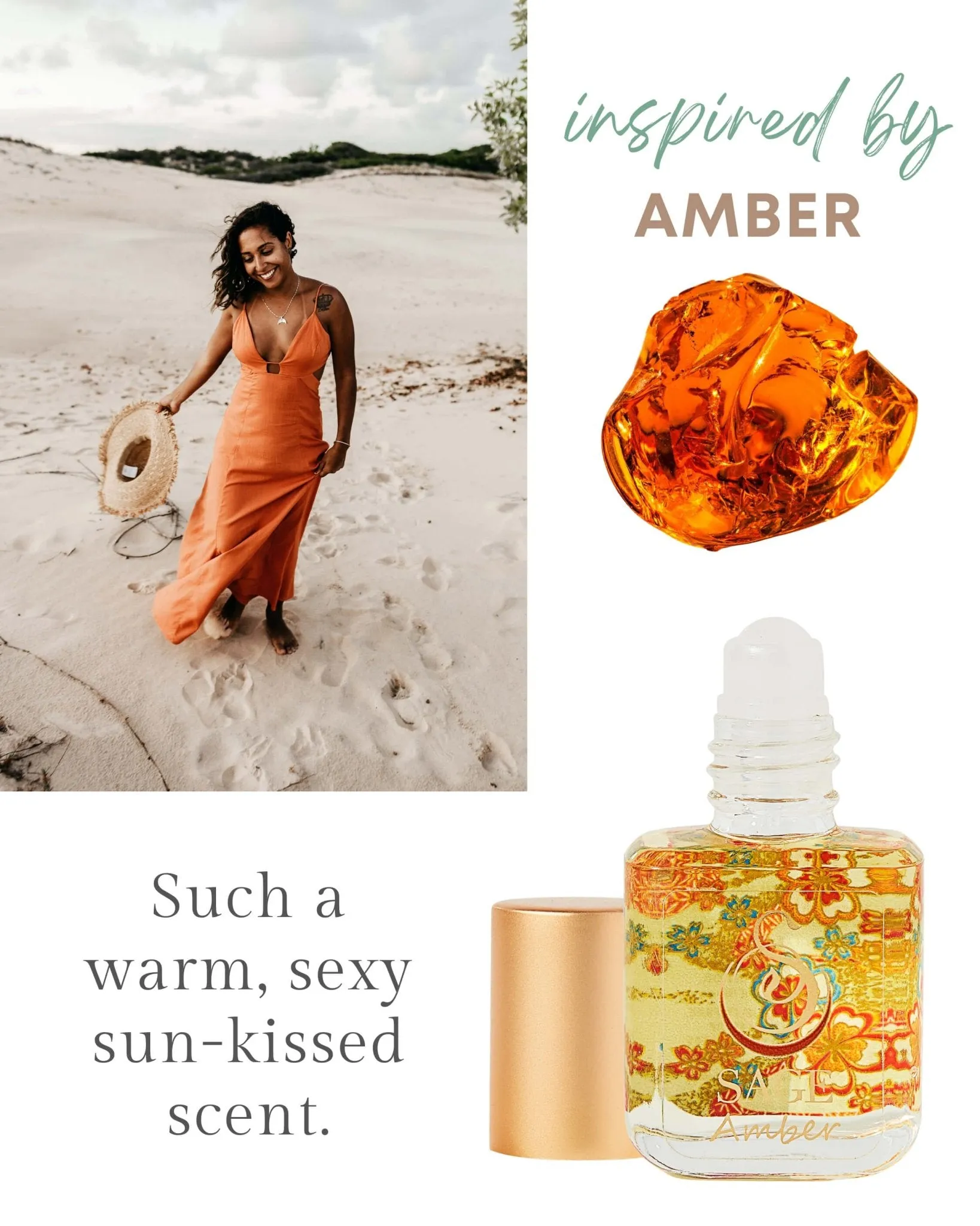 PETITE EARTHY TRIO ~ Diamond, Onyx, and Amber Organic Perfume Oil Extract Gift Set by Sage