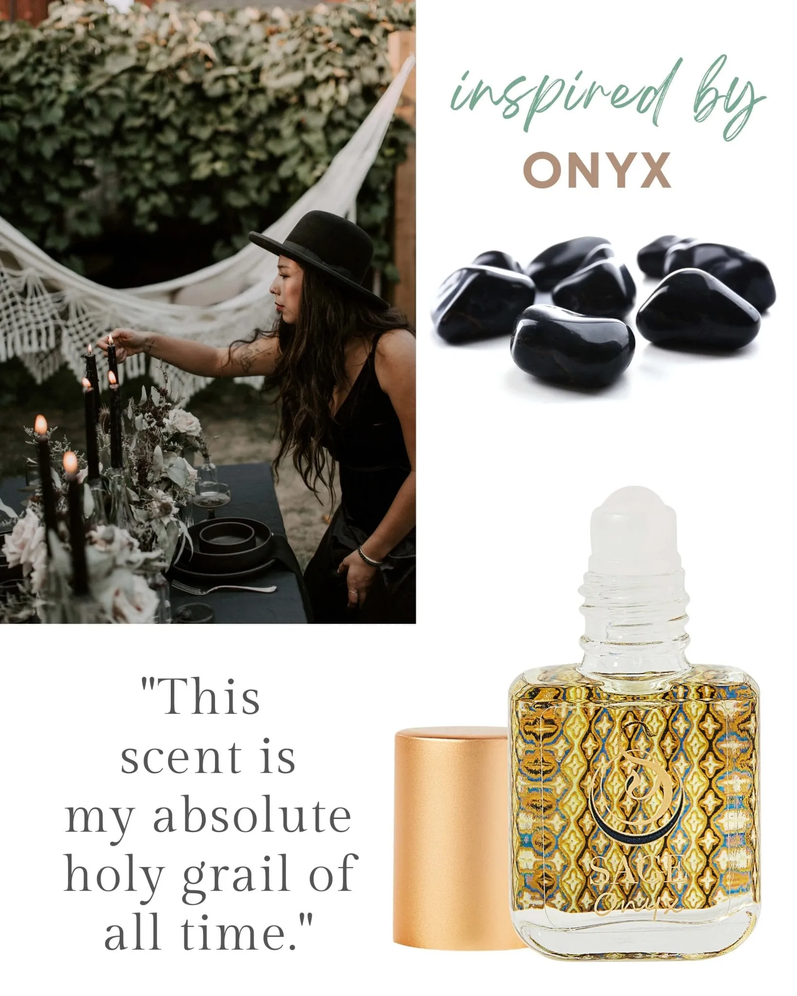 PETITE EARTHY TRIO ~ Diamond, Onyx, and Amber Organic Perfume Oil Extract Gift Set by Sage