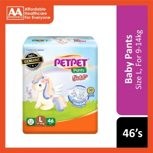 PetPet Baby Pants Gold  (Unicorn Designs) Size L 46's (For 9-14kg)