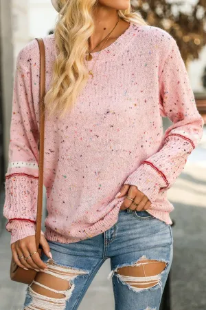 Pilling Detail Patterned Sleeve Sweater