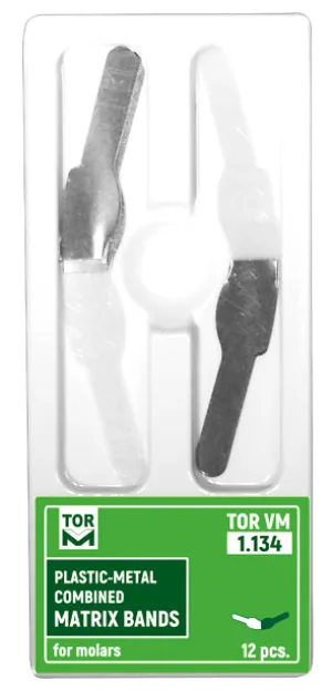 Plastic-Metal Combined Matrix Bands for Molars 12pcs