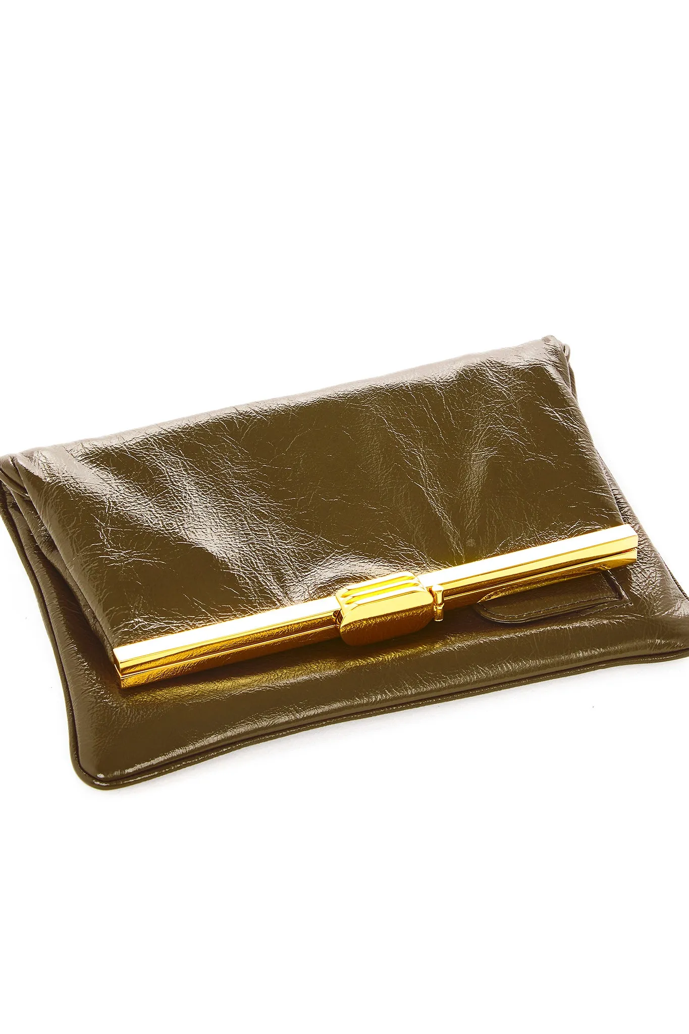 PM Clutch in Army Green Leather