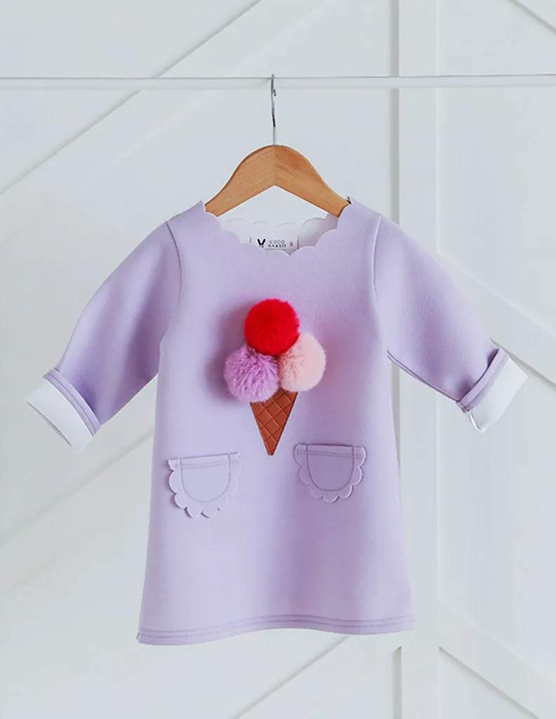 Pom-Pom Ice Cream Dress Lilac