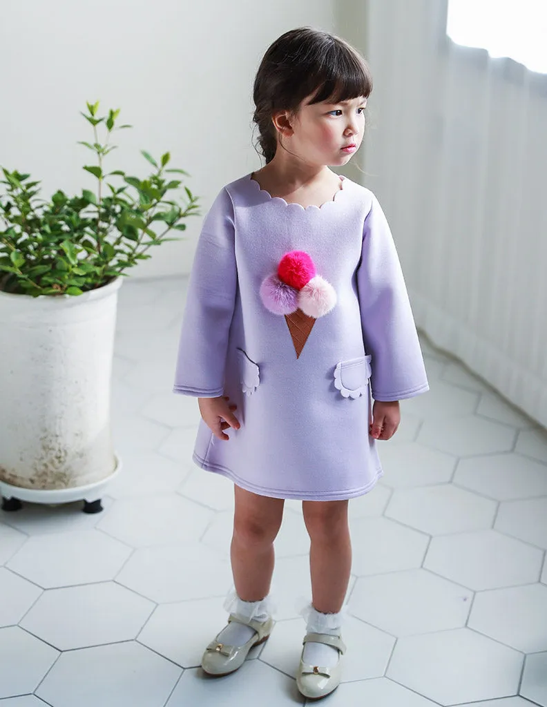 Pom-Pom Ice Cream Dress Lilac