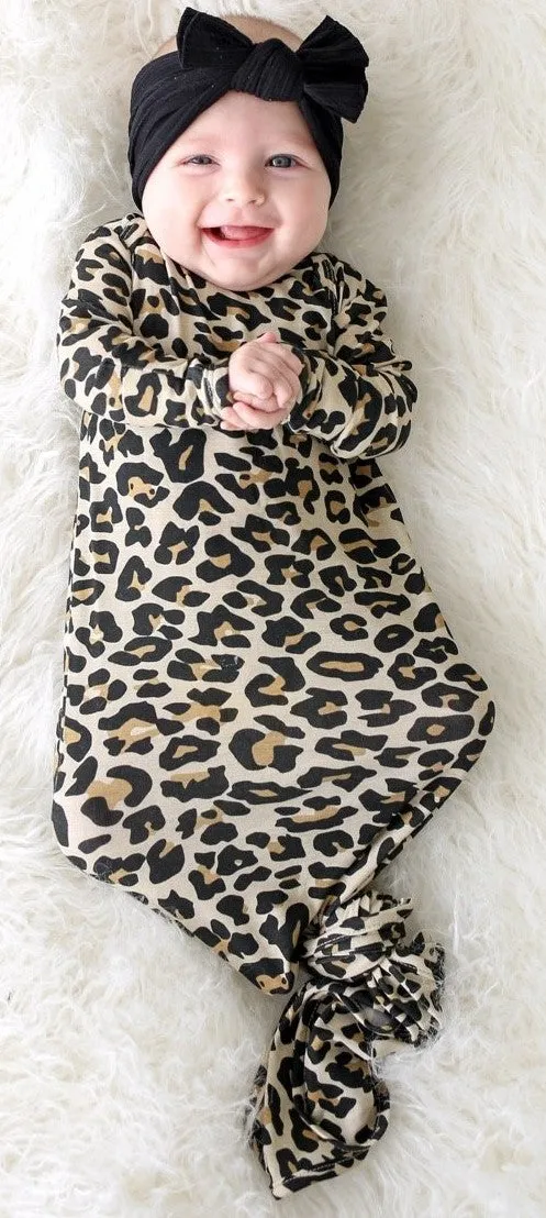 Posh Peanut Lana Leopard Tan Basic Knotted Gown