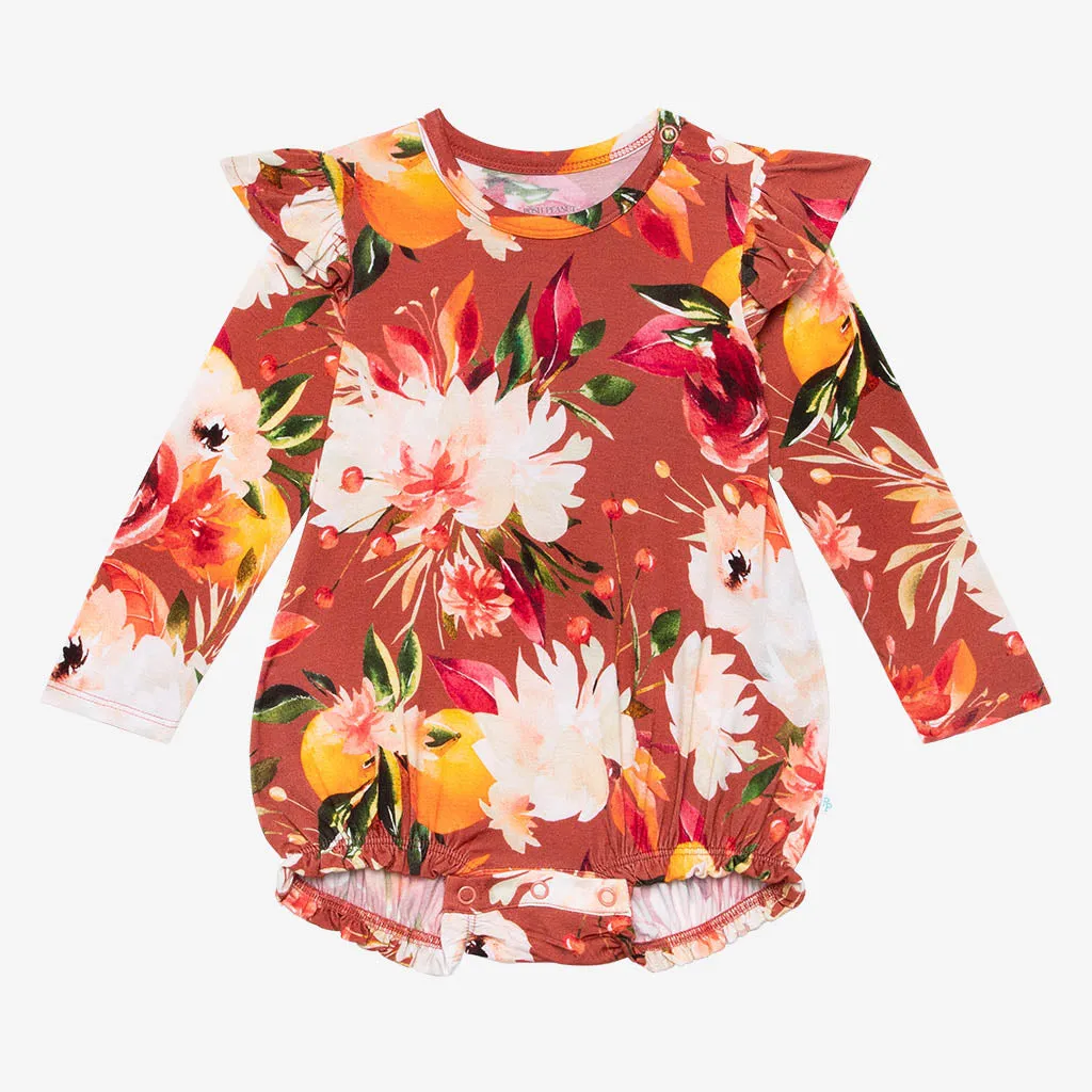 Posh Peanut Leonora L/S Ruffled Bubble Romper