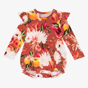 Posh Peanut Leonora L/S Ruffled Bubble Romper
