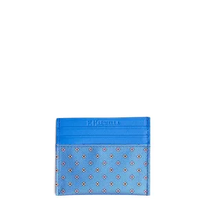 POWDER BLUE LEATHER AND SILK CREDIT CARD HOLDER