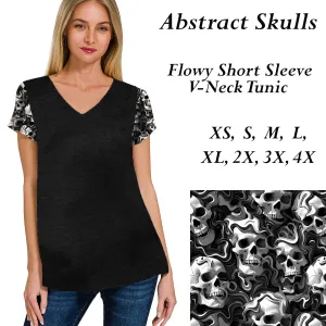 Preorder 3/11 Abstract Skulls Patterned Sleeve Flowy Tunic
