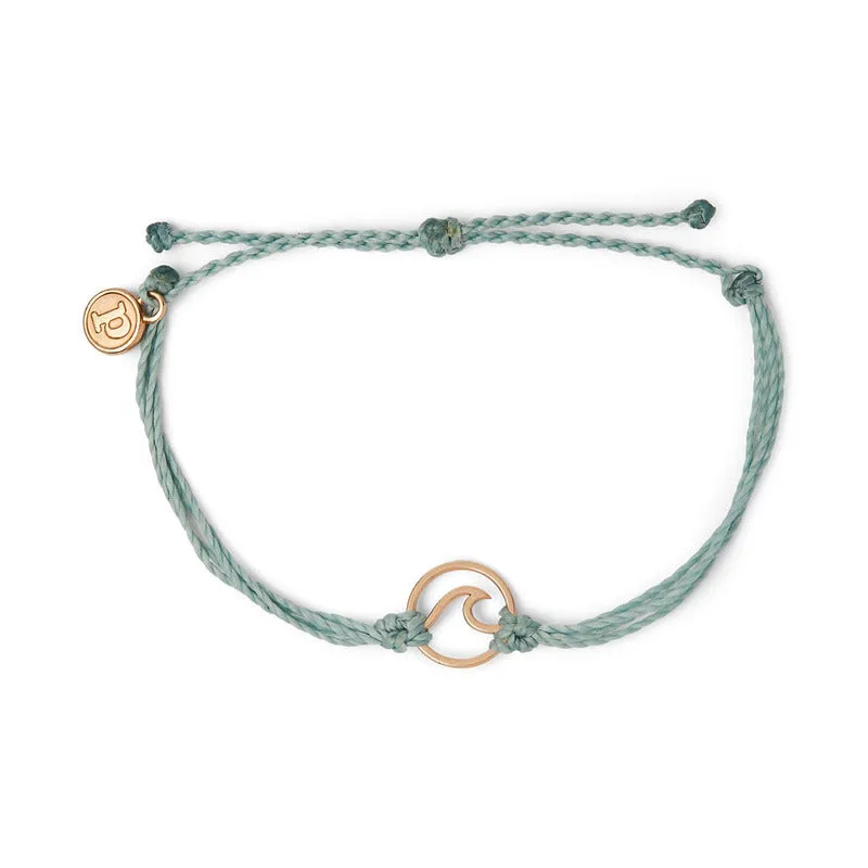 Pura Vida Rose Gold Wave Charm Bracelet ~ Smoke Blue