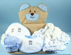 Quilted Bear Play & Changing Mat Layette Baby Boy Gift Set