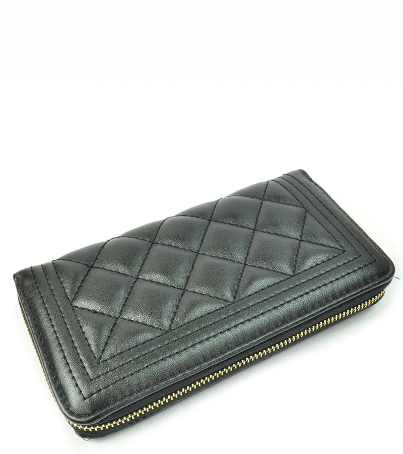 Quilted Style Wallet Black | ALPHONSINA