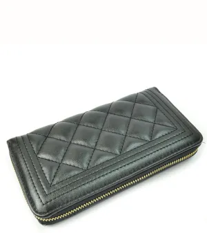 Quilted Style Wallet Black | ALPHONSINA