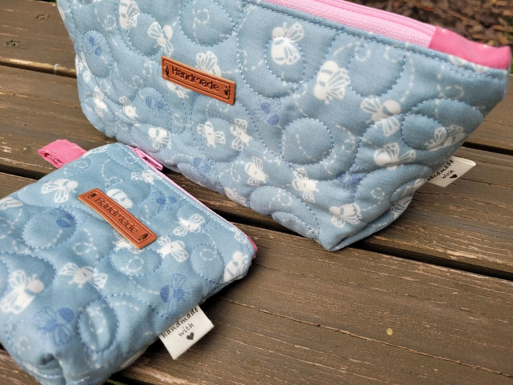 Quilted Zipper Pouch Set, Bee