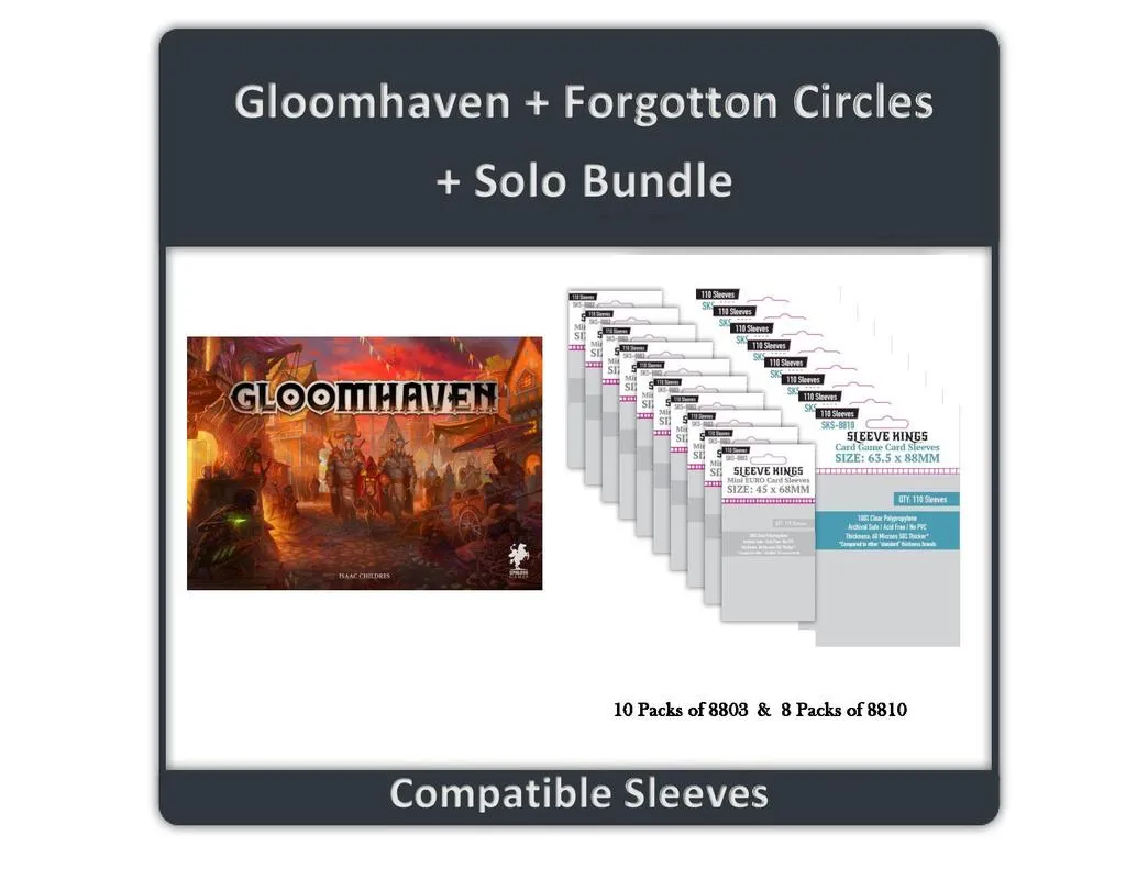 "Gloomhaven   Forgotten Circles   Solo" Compatible Sleeve Bundle (8803 X 10   8810 X 8)
