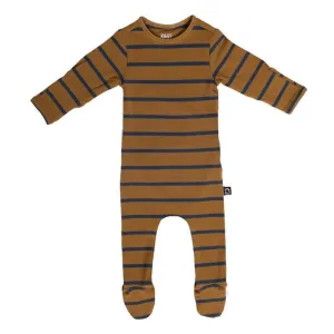 RAGS Newborn Rag Romper w/Footies and Hand Covers - Cumin & Navy Stripe