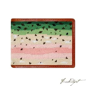 Rainbow Trout Skin Needlepoint Bi-Fold Wallet