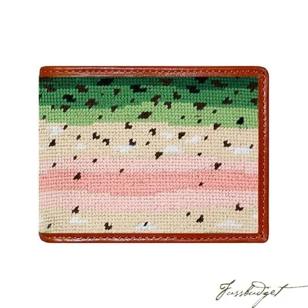 Rainbow Trout Skin Needlepoint Bi-Fold Wallet