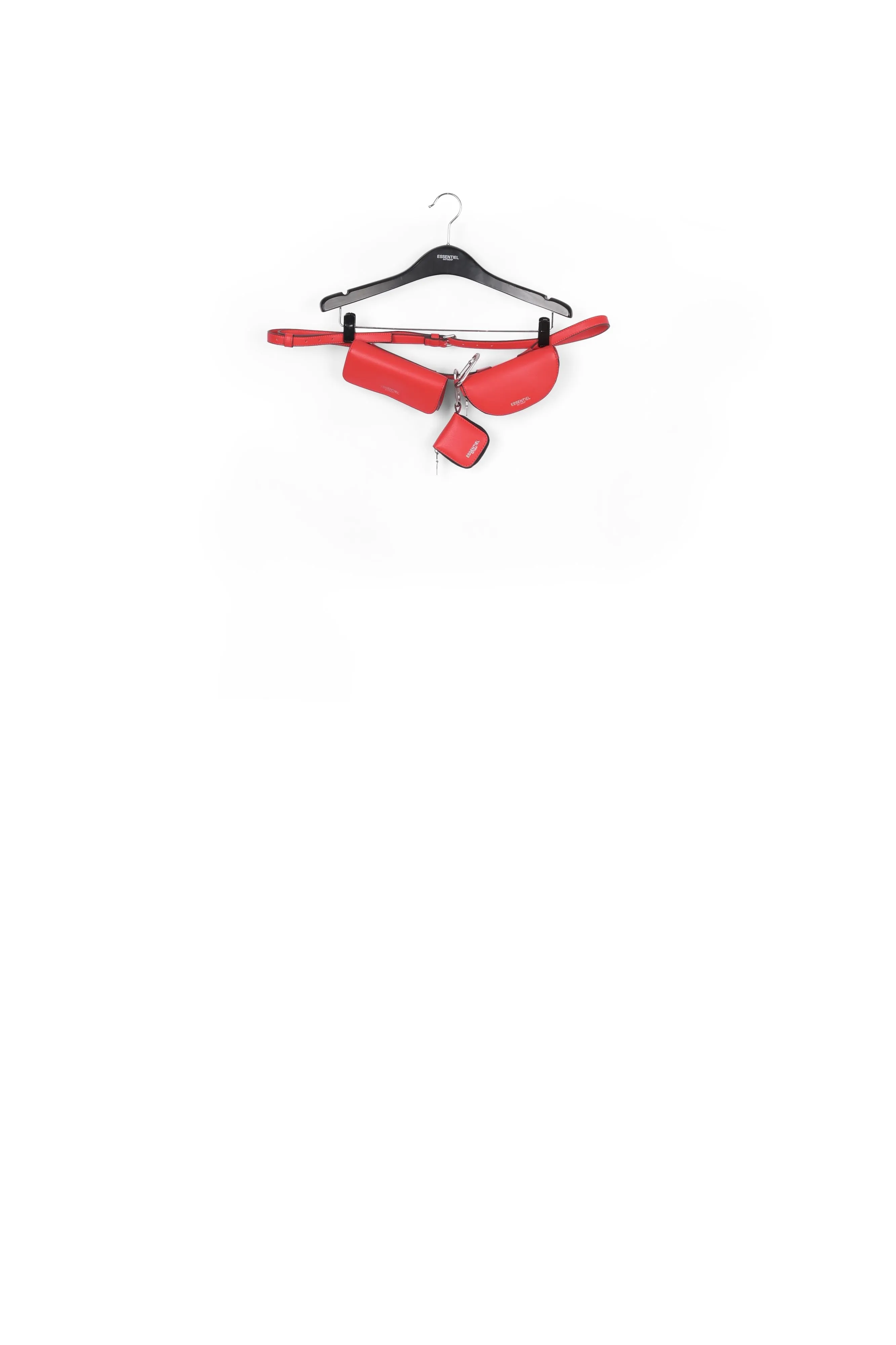 Red three pouch belt bag