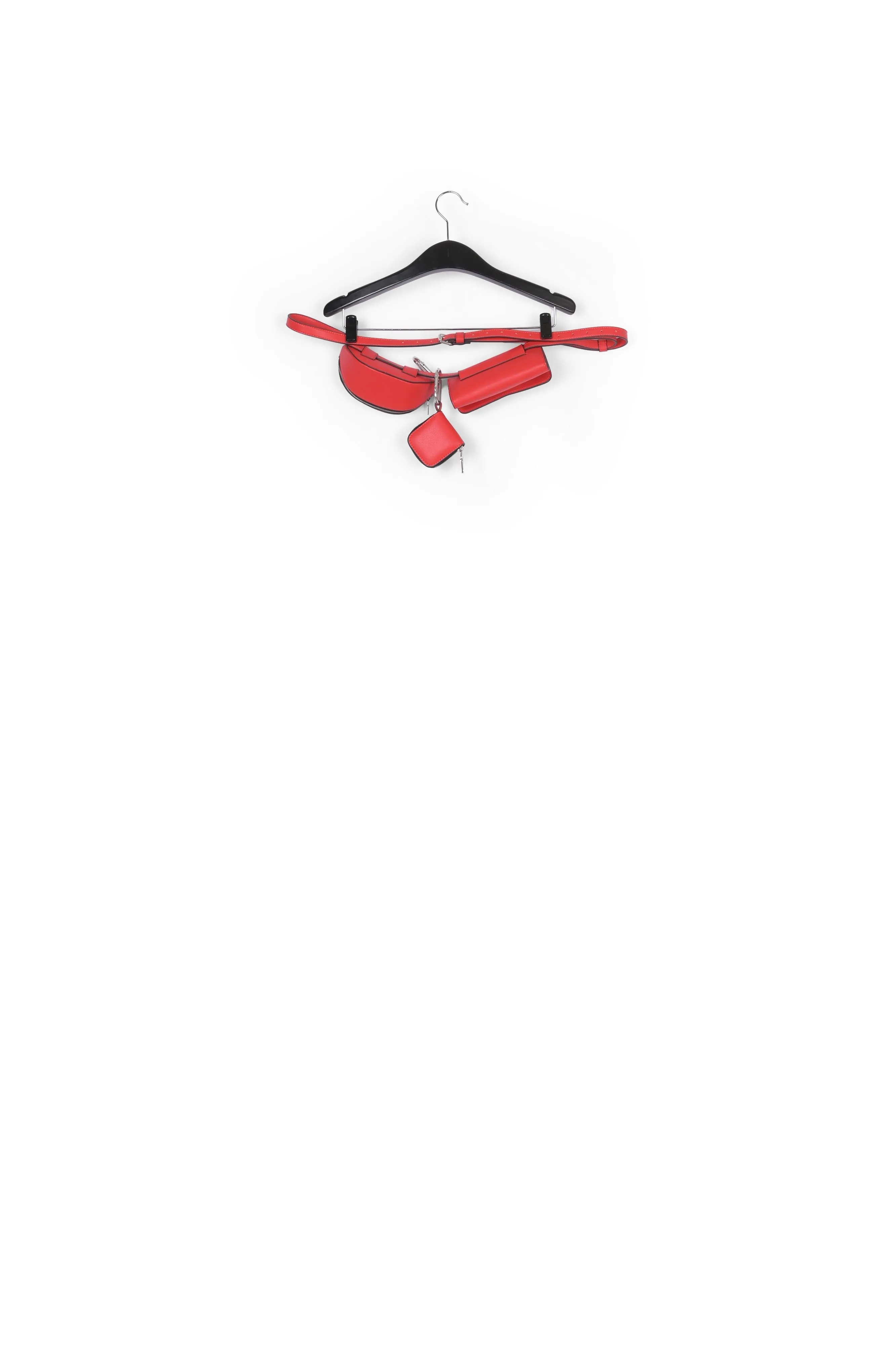 Red three pouch belt bag