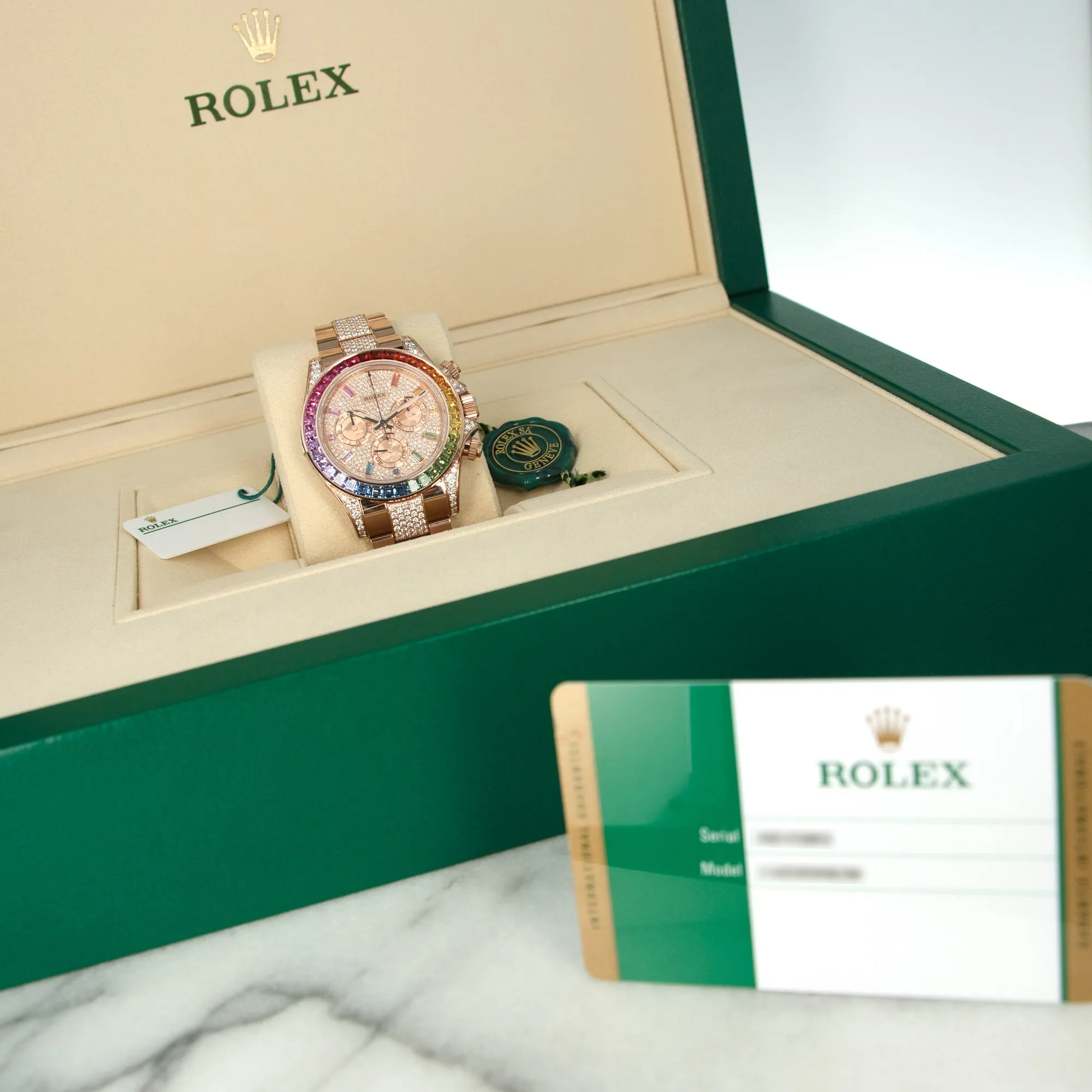 Rolex Rose Gold Daytona Rainbow Watch Ref. 116595 in Unworn Condition