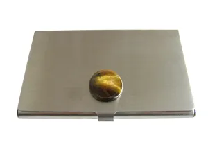 Round Tigers Eye Business Card Holder