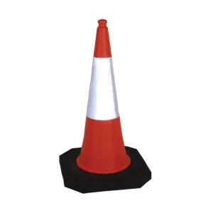 RUBBER BASE TRAFFIC CONE | Red Rubber Traffic Cone with Reflective Tape