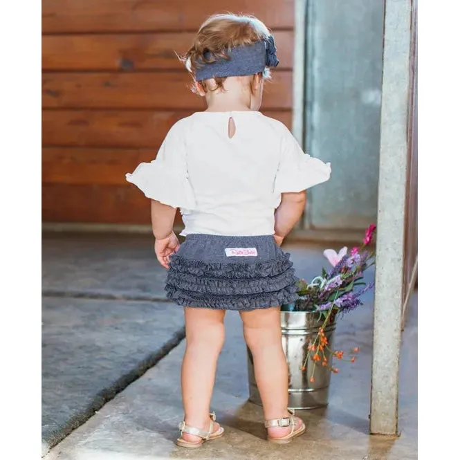 RuffleButts Faux Denim Knit RuffleButt