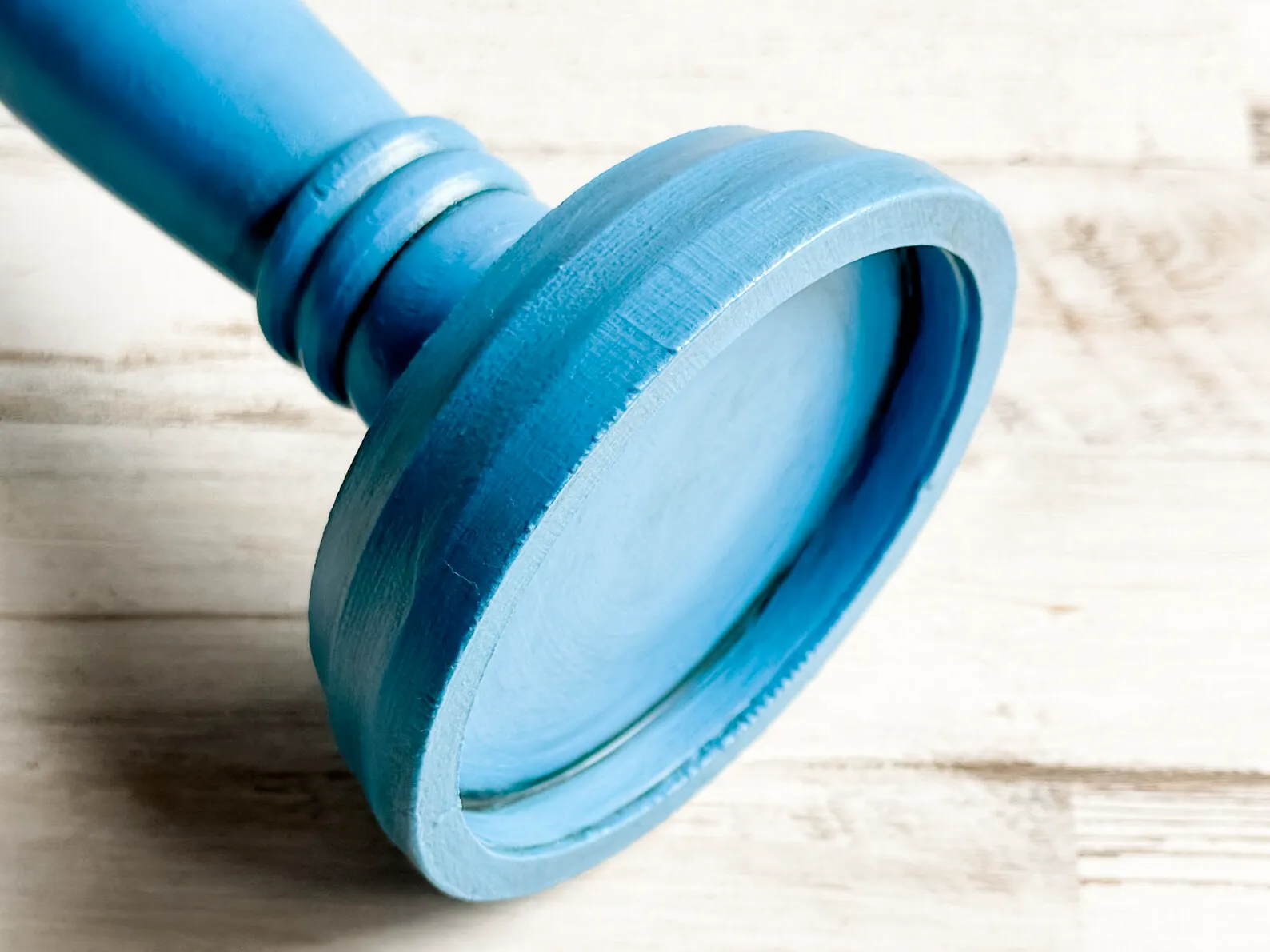 Rustic blue hand-painted pillar candle holder